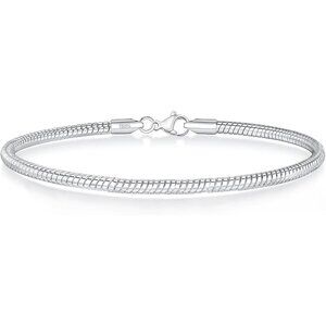 Sterling Silver Charm Snake Chain Bracelet for Women 7 Inch Gift